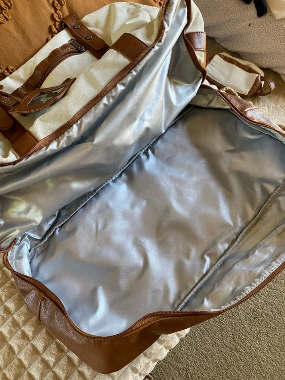 Canvas and Leather Weekender Bag with Toiletries Case